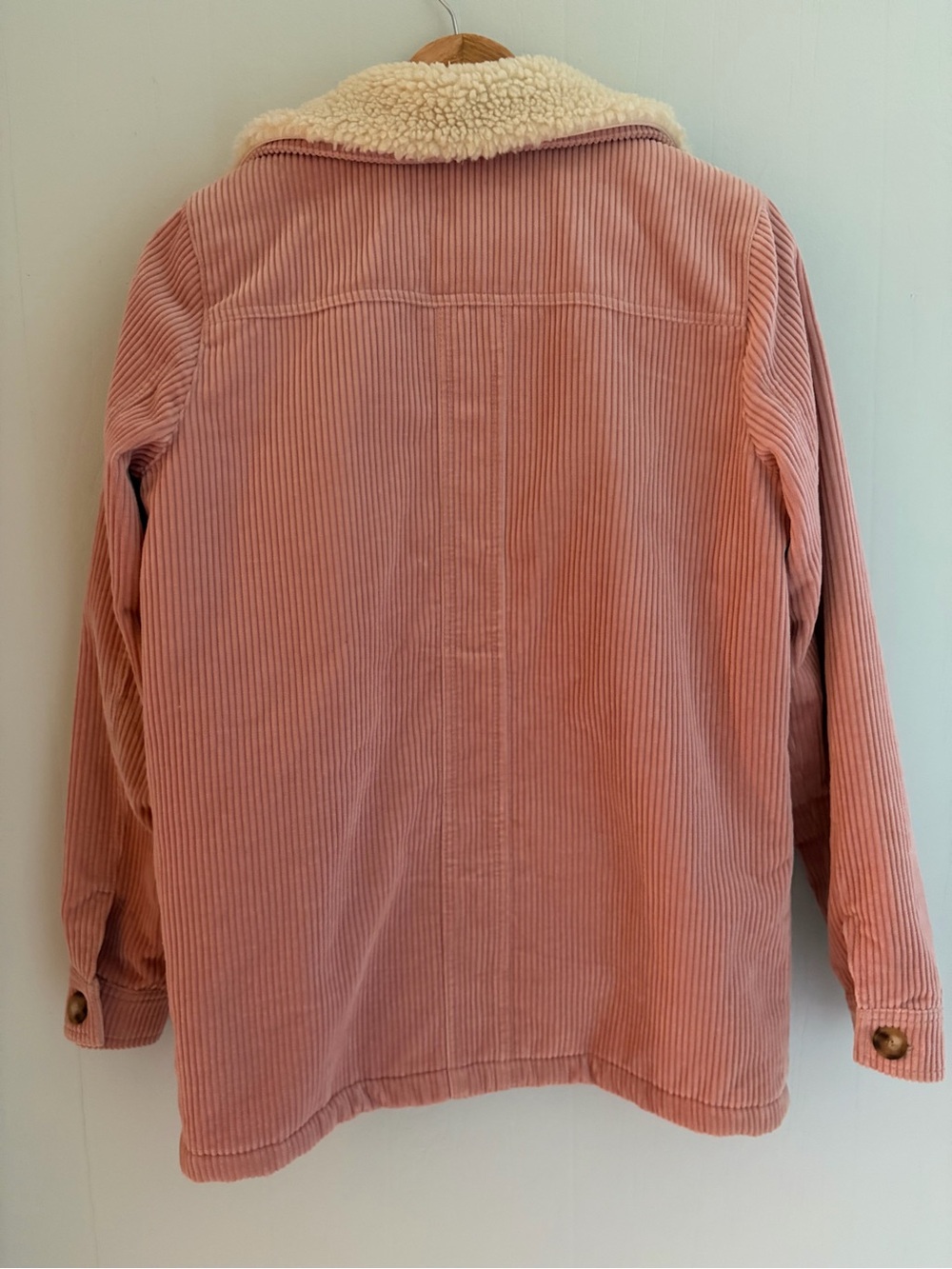 Sezane Will Jacket Womens Small Pink Corduroy Shearling Collar Coat - Picture 6 of 16